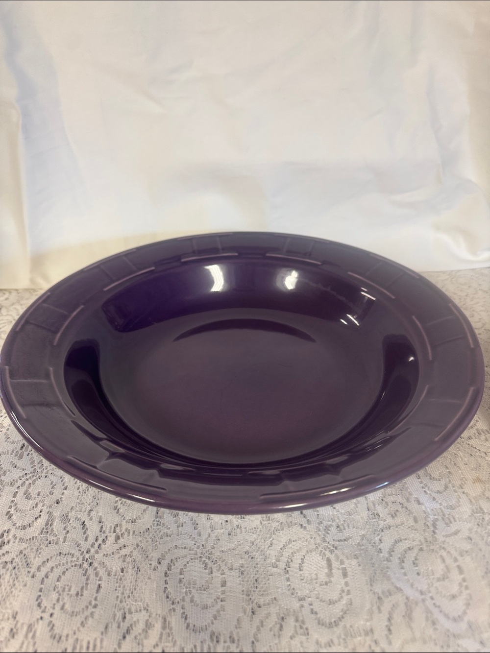 Longaberger Eggplant Purple Glazed Ceramic Serving Bowl 12in.